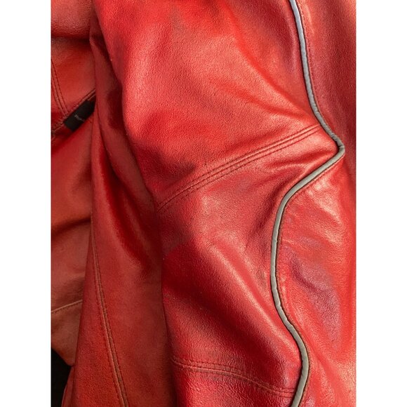 Hein Gericke Women’s Red Leather Moto Jacket Size 16 Zip Front 100% Leather - Picture 10 of 15